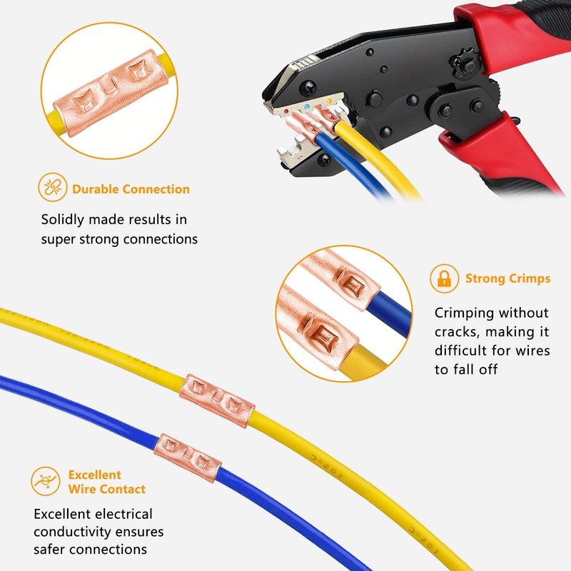 SVAAR 380 PCS 26-6 AWG Non-Insulated Butt Connectors kit Pure