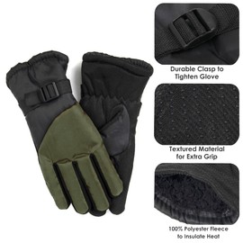 Trail maker Two Tone Winter Gloves for Adult Women, Men, Warm for Extreme Weather Windproof Waterproof Insulated Gloves (Green)