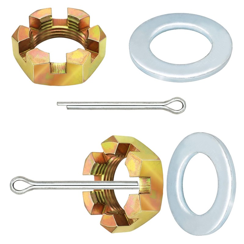 2 Sets Trailer Nut Kit for 1" Shaft Spindle, Includes