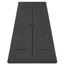 Ewedoos Eco Friendly Yoga Mat with Alignment Lines, TPE Yoga Mat Non Slip Textured Surfaces ¼-Inch Thick High Density Padding To Avoid Sore Knees, Perfect for Yoga, Pilates and Fitness (Gray)