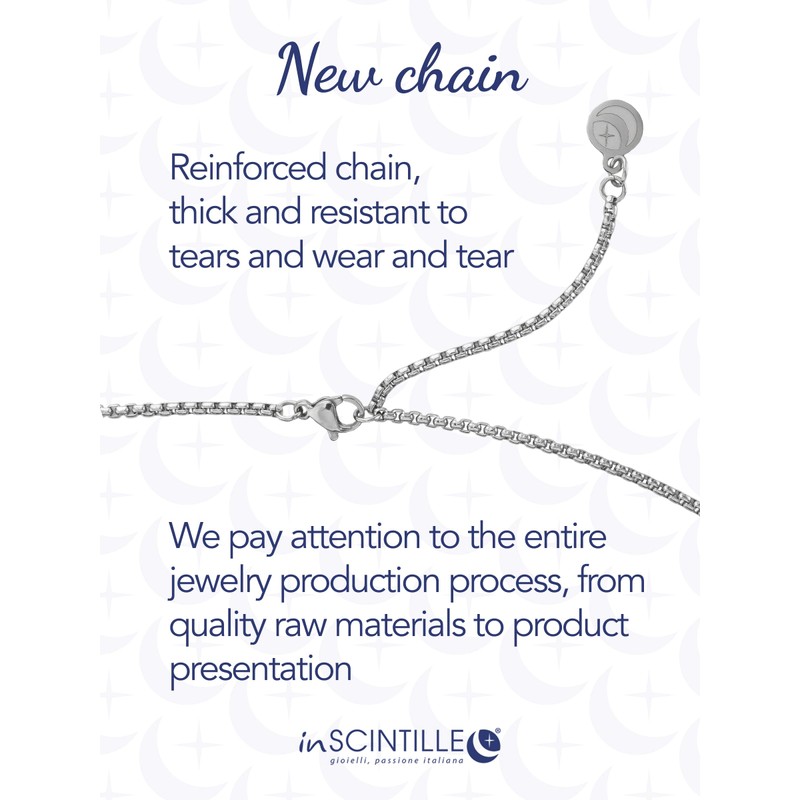 inSCINTILLE Windrose Necklace Men's Stainless Steel Nautical Pendant Adjustable Length