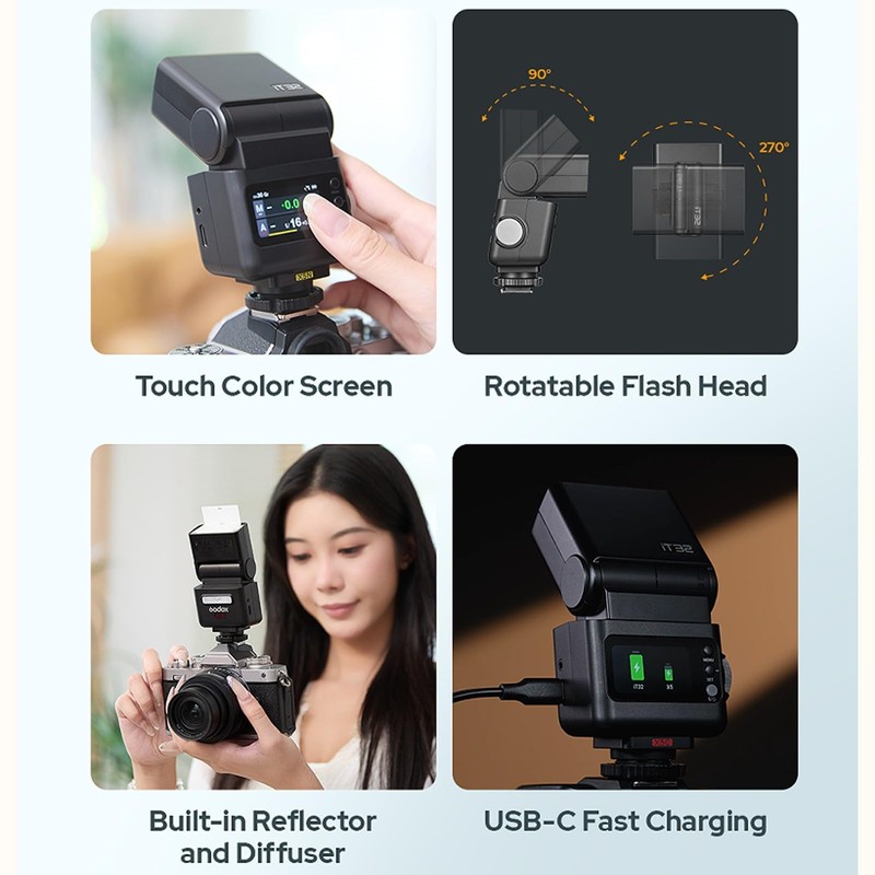 Godox IT32 TTL Flash+X5C for Canon Cameras, Tochscreen Speedlight, 2.4G