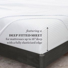 MARTHA STEWART 100% Egyptian Cotton 3-Pc Sateen Sheet Set, 400 TC, Light Blue/White, 1 Flat and 1 Fitted Sheet, 1 Std Pillowcase, Soft and Breathable, Premium Printed Home Decor Bed Sheet, Twin Size