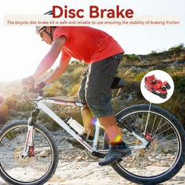 1 Pair Scooter Disc Brake Calipers, Aluminum MTB Disc Brake Mountain Bike Front/Rear Disc Brake Calipers Bicycle Cable Puller Accessories for Mountain Bike Road Bike and E-Bike (Red)