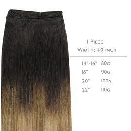 WENNALIFE Weft Hair Extensions Human Hair Extensions for Women Real Human Hair, 14 Inch 80g Dark Brown to Chestnut Brown and Dirty Blonde Highlighted Sew in Hair Extensions Human Hair Remy Straight