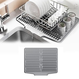 Silicone Sink Mat for Kitchen Countertops Kitchen Utensil Heat-Resistant Mat Silicone Dish Drain Mat Non-Slip Sink Mat Sloped Drainage Dish Drying Mat