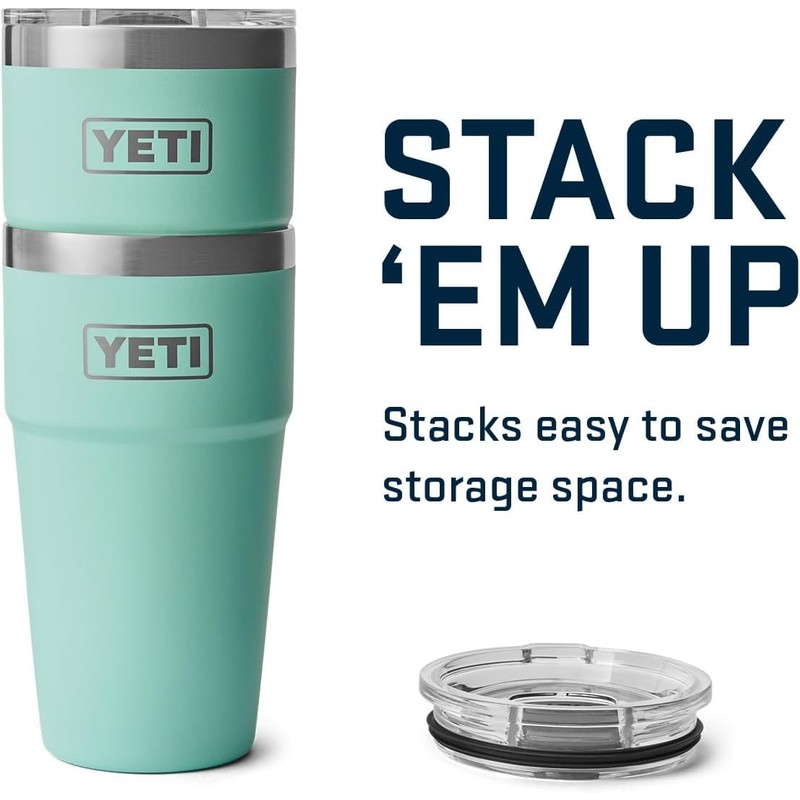 YETI Rambler Stackable Cup with Magslider Lid, Seafoam, 20 oz