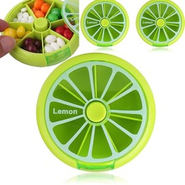 Lumbor37 Pastillero Semanal, Caja Portátil Creativa para Guardar Pastillas 2 pcs, con Forma Circular Giratoria y Diseño de Frutas, con Capacidad para 7 Días