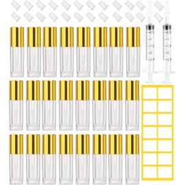 1.3ML Empt Lip Gloss Tube, 26Pack Clear Mini Refillable Balm Bottles Transparent Lipstick Containers for Lip Samples Portable DIY Containers Vials with Lipbrush and Cover for Travel and Home Use
