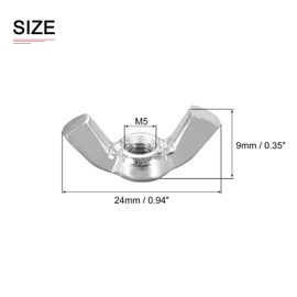 DTGN M5x0.8mm Wing Nuts Butterfly Wing Nuts Wing Nuts 30pcs Construction Carbon Steel Silver