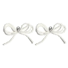 YANHUILAY Shoe Earrings, Set of 2, Shoe Charm, 3D, Ribbon, Pearl, Bowknots, Shoe Accessories, Cute, Stylish, Korean Style, Sneakers Accessories, Shoe Decoration, Shoe Decoration (Style 2), Resin,