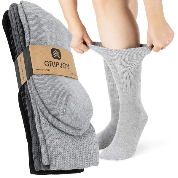 Diabetic Socks for Men, and Women - Hospital Socks for Men with Grips - Non Slip Socks Mens - Gripper Socks for Men - 3 Pairs