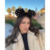 WOVOWOVO Mouse Ears Headbands for Women Black Bow Pearl Mouse