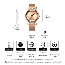 CIVO Ladies Watches Set Designer Mesh Strap Womens Watch Rose Gold Waterproof Elegant Classic Dress Casual Analogue Wrist Watches for Woman