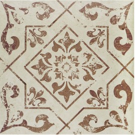 PowerSellerUSA Self-Stick Vinyl Modern Geometric Floor Tiles Ultra Durable 1.5mm Thick Tiles, 1-Pack/20 Square Ft., 12" x 12", Toffee Medallion
