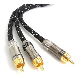 AKORD ® 1 TO 2 RCA MALE SUBWOOFER AUDIO CABLE LEAD -2 WAY Y PHONO SPLITTER (5 Metre)