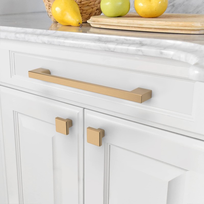 Amerdeco 8 Pack Champagne Gold Cabinet Pulls 192mm Hole Center