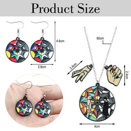 Philoctes Fashion Jewellery Necklaces, Chains with Pendant and Earrings Set, Spider Web Pendant, Gothic Drop Earring Accessories, Gift for Fans Women and Girls