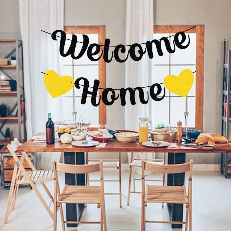 bng-bng Welcome Home Decorations Banners Glitter Hanging Bunting for Welcome