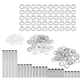 PATIKIL M10 Thread 5 Size Lamp Line Kit with Lock Nuts Washers 5 Set Fasteners Assortment Hardware for Chandelier Ceiling Light DIY Zinc Plating
