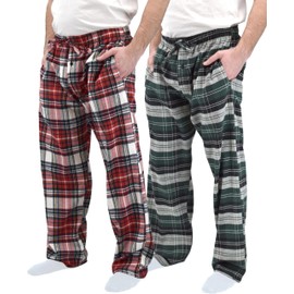 Andrew Scott Men's Cotton Super Soft Flannel Plaid Pajama Pants- 2 Pack