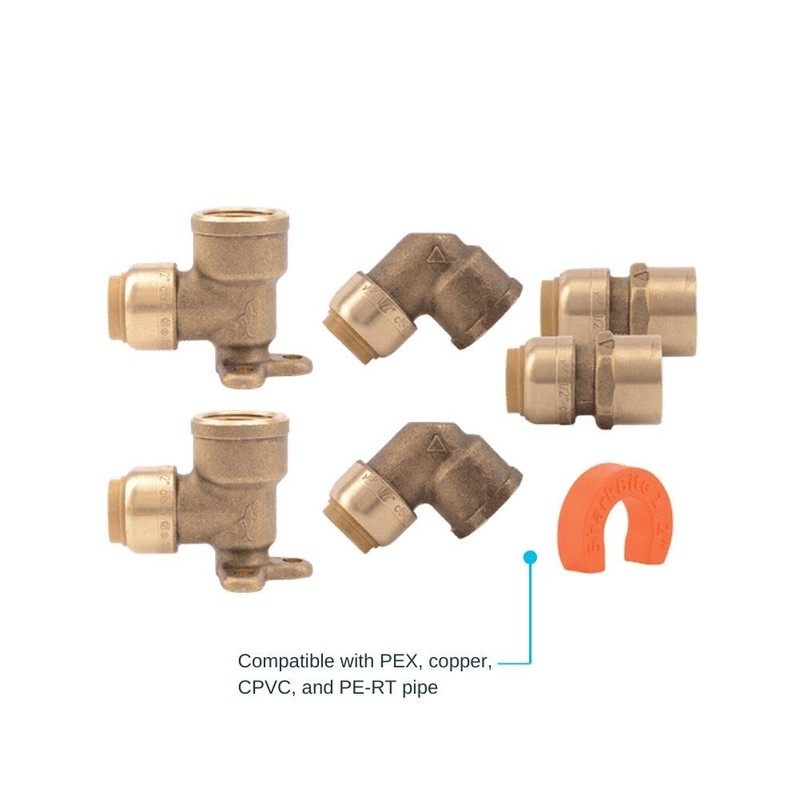 SharkBite Shower and Tub Connection Kit, Push to Connect Brass