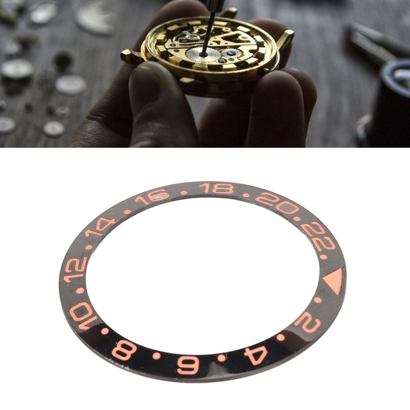 Watch Bezel Insert 38mm Black Base Rose Gold Digit Ceramic