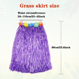 Hajoyful Grass Skirt Hawaiian Luau Hula Skirts Party Decorations Favors Supplies Grass Skirts for Adult Elastic Hibiscus Flowers Tropical Skirt, Party, Birthday, Celebration 60CM 12Pack Multicolored