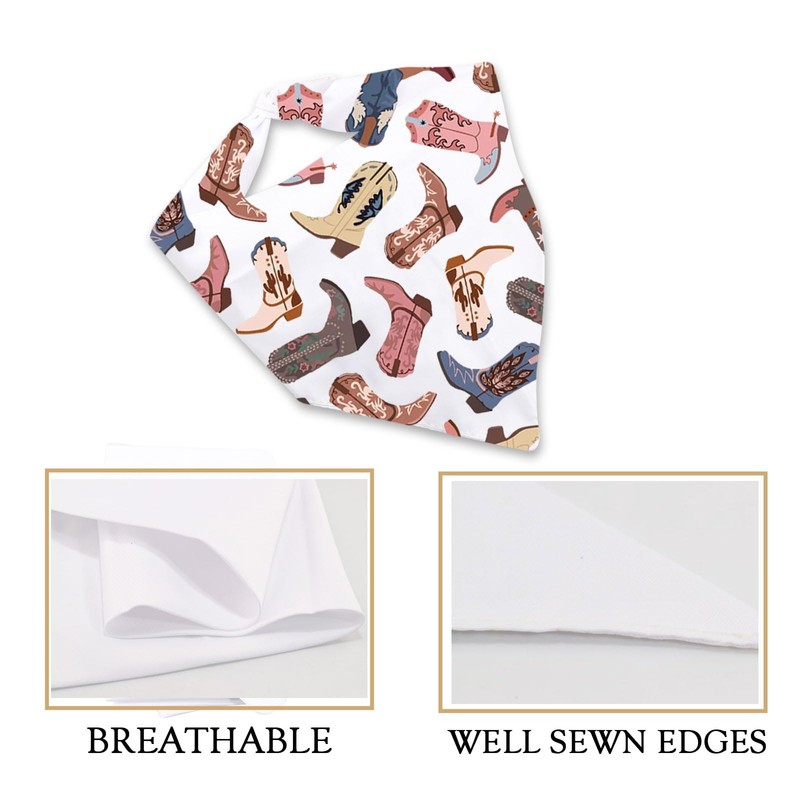 1 Piece Cowgirl Boots Themed Triangle Dog Bandana Horse Lovers