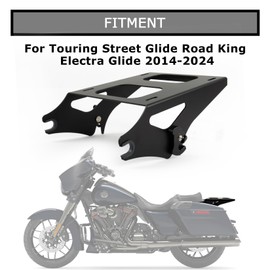 Detachable Two Up Tour Pack Pak Mounting Luggage Rack Compatible for Touring Street Glide Road King Electra Glide 2014-2024, (Black)