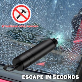 PIFOOG 4 Pack Window Breaker Seatbelt Cutter Emergency Rescue Car Escape Tools Glass Breakers Seat Belt Cutters with Chain 2 in 1 Mini Portable Auto Safety Survival Kit Red Black 2 Colors