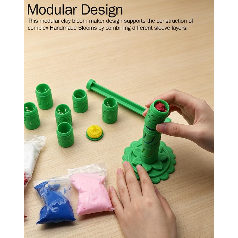 Modular Clay Bloom Maker with 9 Shaping Sleeves