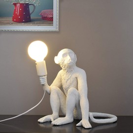 YIYIBYUS Monkey Pendant Light, Vintage Resin Hemp Rope Monkey Hanging Lighting Fixture Industrial Retro Ceiling Pendant Lamp Chandelier for Living Room Bedroom Bar Cafe