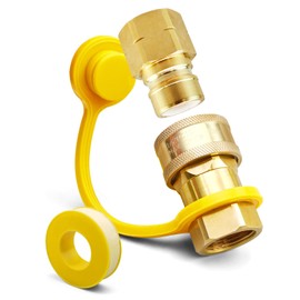 3/4" Female Natural Gas Quick Connect Fittings, Solid Brass Hose Quick Connect Fit for Generator Grills Patio Heaters, 3Pcs