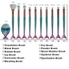 WEZCHUGHAOL 11Pcs Mermaid Makeup Brushes, Premium Synthetic Foundation Powder Concealers