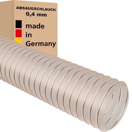 Suction Hose 0.4 mm - 65 mm / 5 m Transparent for Extraction System Spiral Hose Flame Retardant Steel Wire Insert Flex Hose Made in Germany