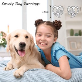 Silver Stud Earrings for Women,Cute Dog Cat Paw Earrings for Girls丨S925 Sterling Silver Stud Lovely Cubic Zirconia Earrings,Christmas Birthday Gift for Girls
