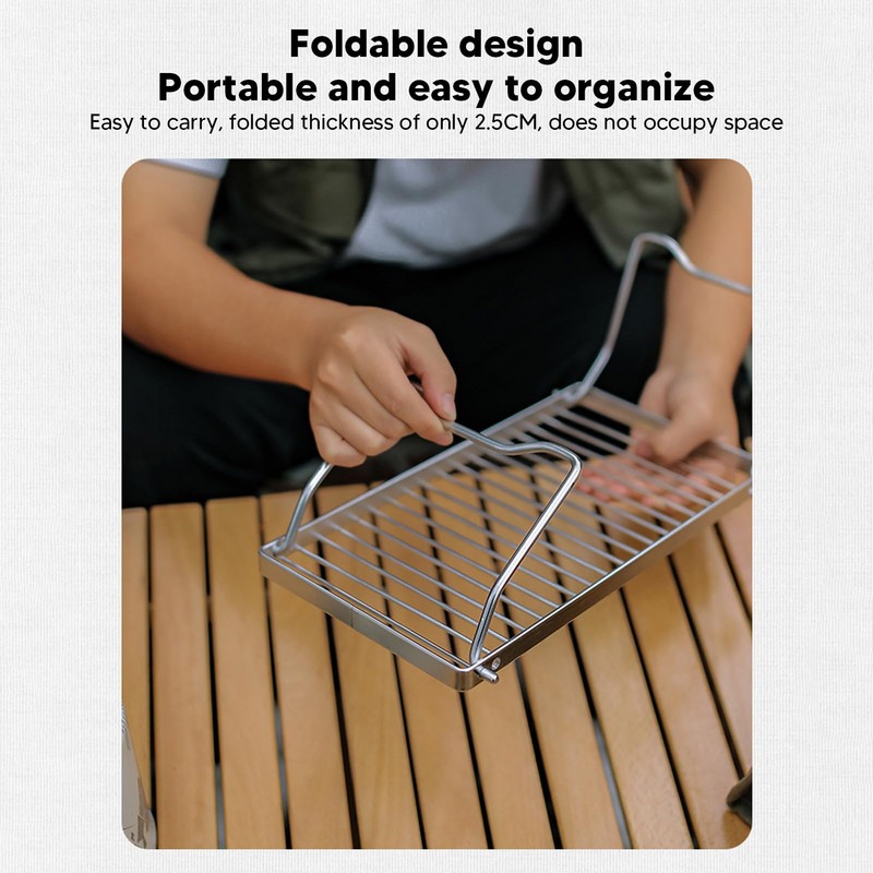 Folding Camping Grate Made of Stainless Steel with Adjustable Height,