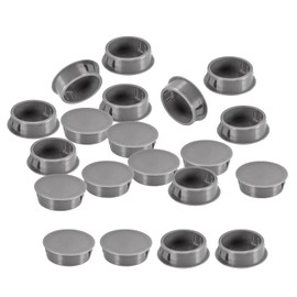 sourcing map 30mm(1-3/16") Plastic Hole Plugs, 16Pcs Flush Type Panel Round Snap in Fastener Knockout Locking Plugs for Furniture Insert End Caps Panels, Gray