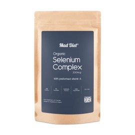 Organic Selenium Complex with Vitamin A – Brain & Metabolic Health – Yeast Free, Antioxidants for Immune Health, Non-GMO & Gluten-Free, Selenium 200 mcg for Men & Women (60 Capsules)