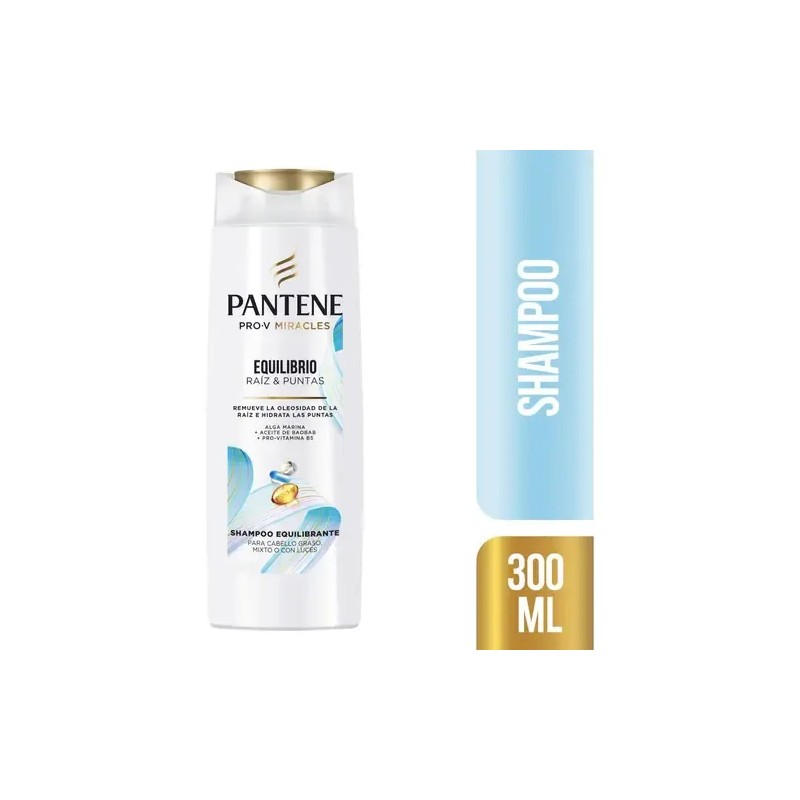Shampoo Equilibrante Pantene Equilibrio Raíz Y Puntas 300 Ml