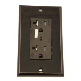 Leviton 20 Amp, 125 Volt, Tamper Resistant, Decora Plus Duplex Surge Suppressor Receptacle, Straight Blade, Commercial Grade, Self Grounding, T7380-E, Black