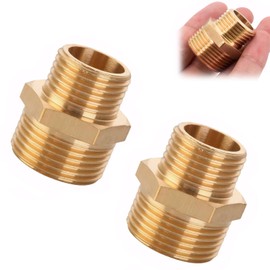 Double Nipple Brass Male Thread, Reducers 1/2 Inch to 3/8 Inch, Suitable for Drinking Water, Sanitary Connectors, Accessories for Water Hose, Pack of 2