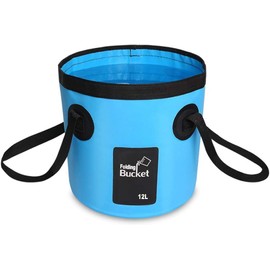 Foldable Bucket, Portable Camping Bucket with Handle, Ultralight Outdoor Wash Basin Fishing Bucket, Collapsible Bucket for Fishing, Camping, Car Washing, Hiking and More, 12L,black