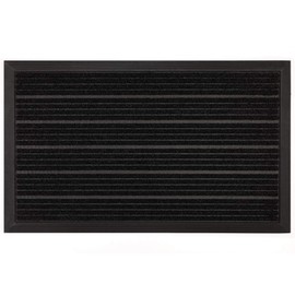 GRIP MASTER Durable Tough Natural Rubber Doormats, 29x17 Size, Waterproof Boots Scraper Mats, Commercial Heavy Duty Indoor Outdoor Door Mat for Winter Snow, Low-Profile Easy Clean, Black Lines