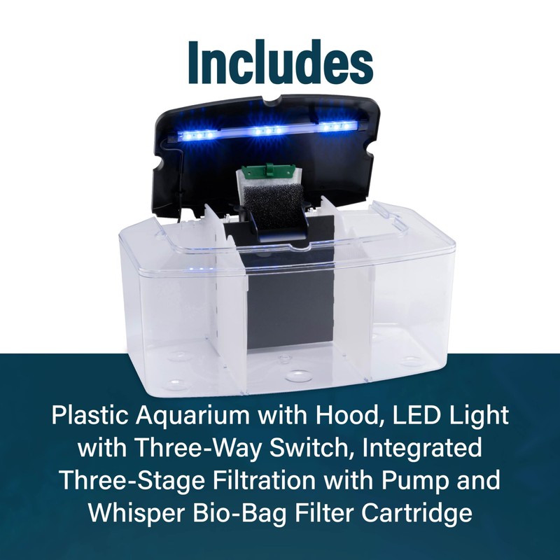 GloFish Betta Trilogy Aquarium, 3 Gallons, Includes LED Lights and
