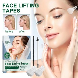 Doppelpack Unsichtbare Straffungspflaster, Face Lifting Tape, Facial Mask, 60 Stücke mit Hautfreundlichem Kleber, Sofortige Gesichtsformung ohne Chemikalien, Ideal für Feine Linien & Schlaffe Haut