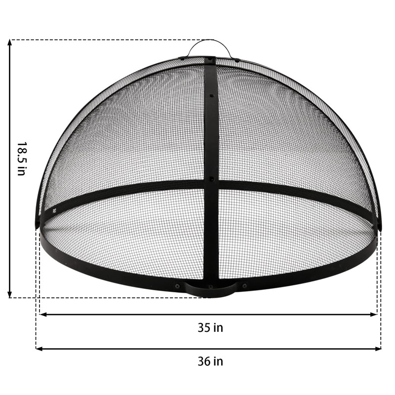 WeCooper Heavy-Duty Fire Pit Spark Screen, 36In Round Steel Mesh