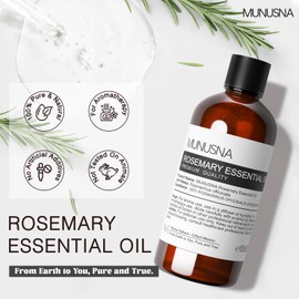 MUNUSNA Rosemary Essential Oil 100ML, 100% Pure Rosemary Oil for Hair Growth, Premium Grade Aromatherapy Oils for Skin Care, Body Massage, Diffuser, Soap and Candle Making