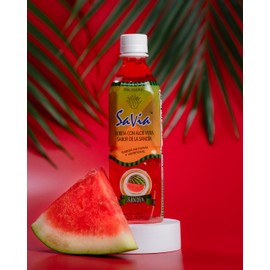 "Savia - Watermelon Aloe Vera Drink, Quality Aloe-Based Beverage, Made with Real Aloe Pulp & Natural, Delicious & Refreshing, Vegetarian, Gluten-Free, Fat-Free (16.9oz, 12-Pack)"